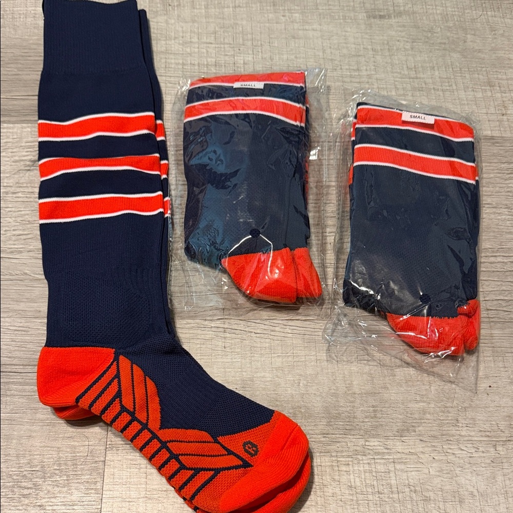 Source Unknown Navy and Red Athletic Crew Socks - 3 Pack